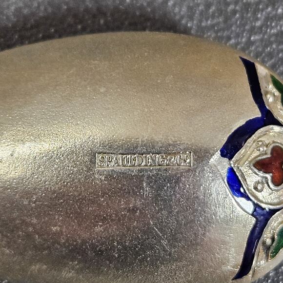 Vtg Spaulding & Co Spoon Enamel 950 Demitasse Art Nouveau Cottage Academia Goth - Picture 7 of 9